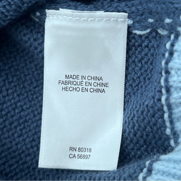 Lucky Brand Blue & White Striped Oversized Relaxed Cozy Fall Sweater Women’s L - Picture 8 of 9